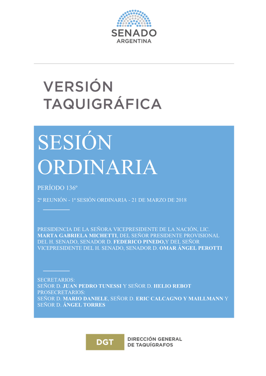 Sesión Ordinaria Período 136º