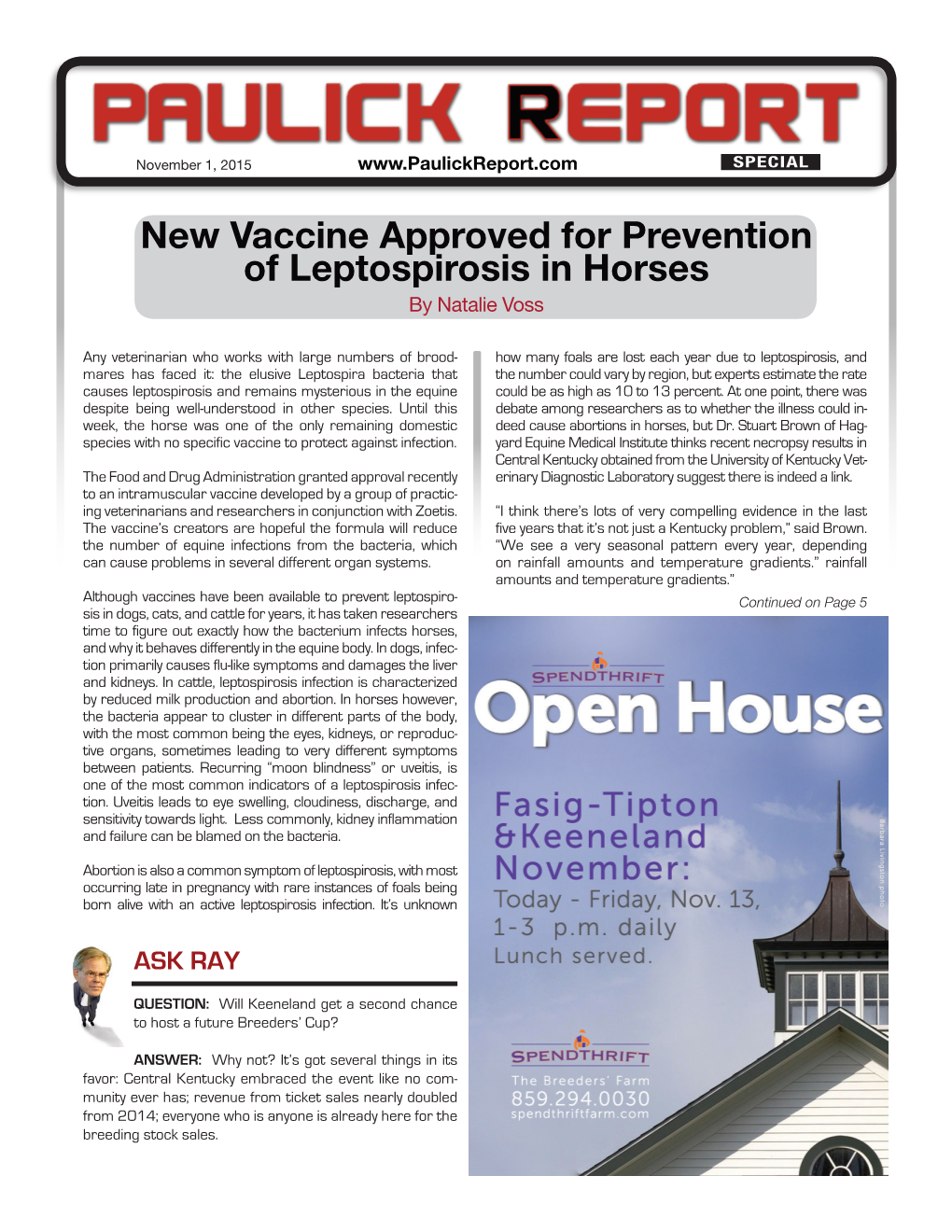 New Vaccine Approved for Prevention of Leptospirosis in Horses by Natalie Voss