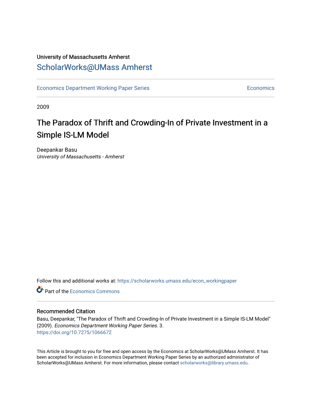 The Paradox of Thrift and Crowding-In of Private Investment in a Simple IS-LM Model