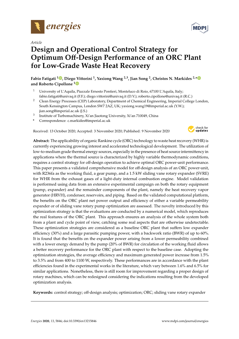 Design and Operational Control Strategy for Optimum Off-Design