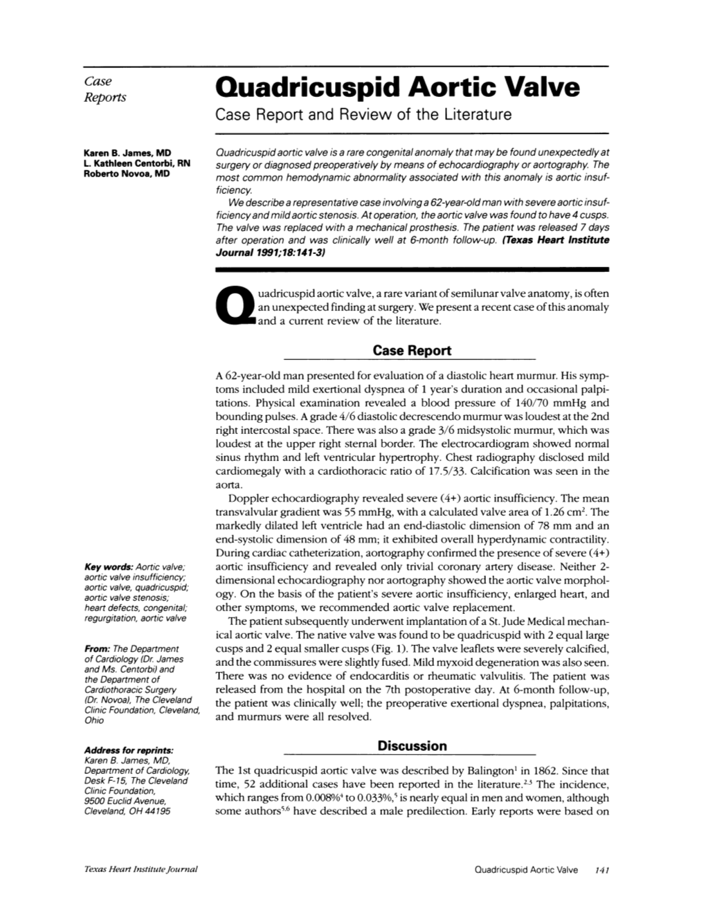 Quadricuspid Aortic Valve Case Report and Review of the Literature