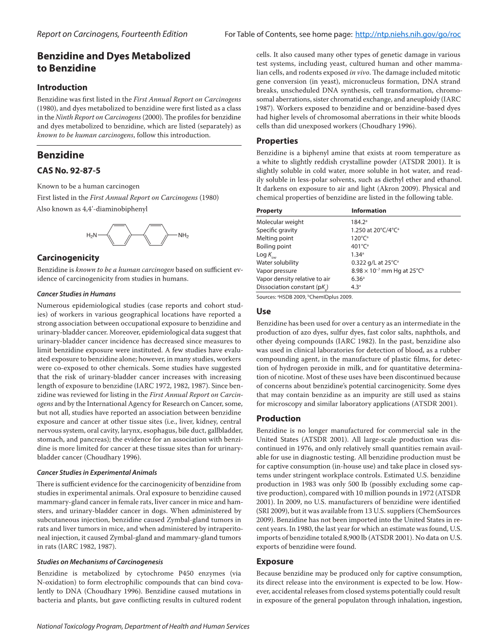 Benzidine and Dyes Metabolized to Benzidine