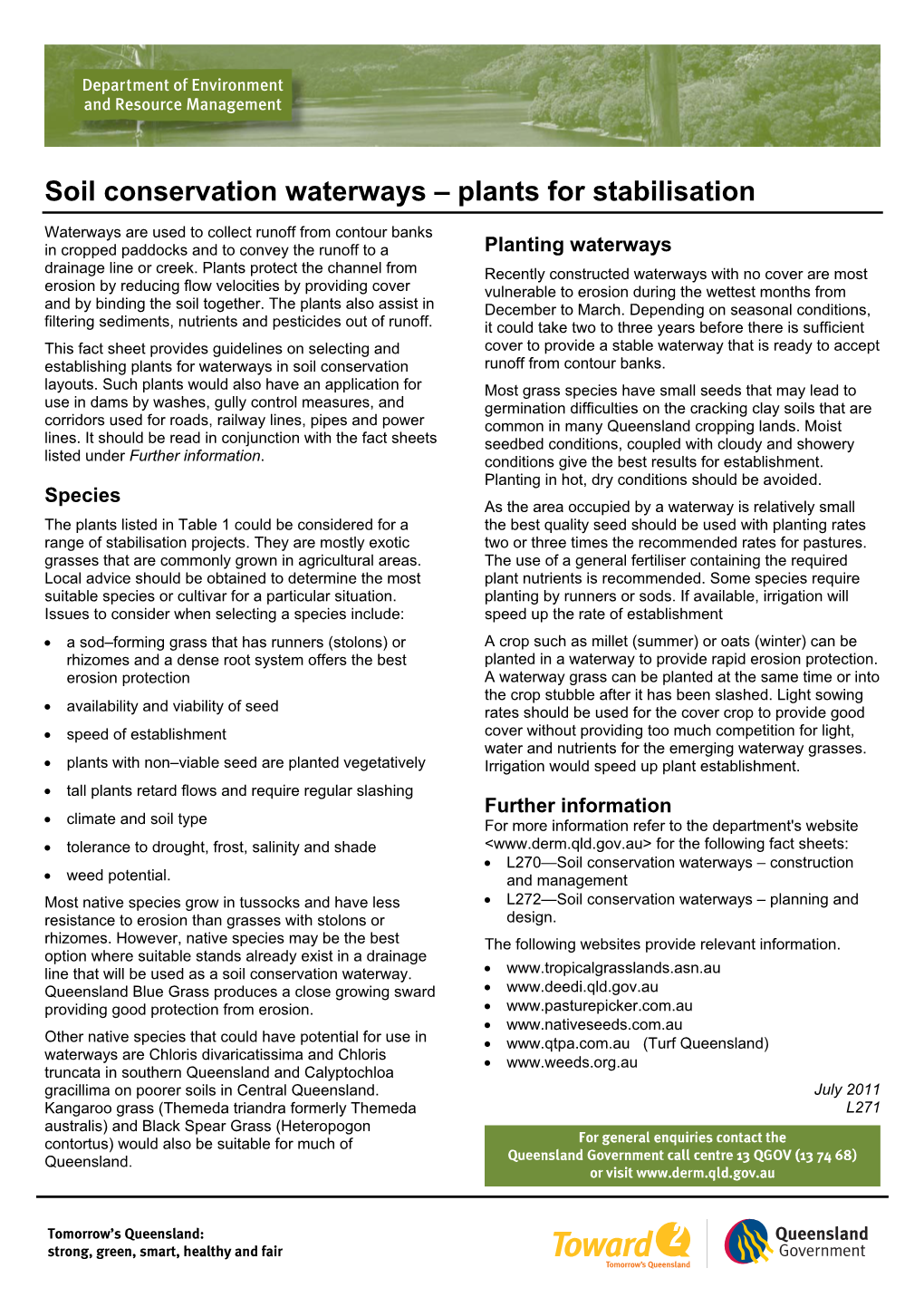 Soil Conservation Waterways – Plants for Stabilisation