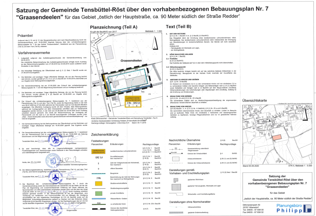Satzung Der Gemeinde Tensbüttel-Röst Über Den Vorhabenbezogenen Bebauungsplan Nr