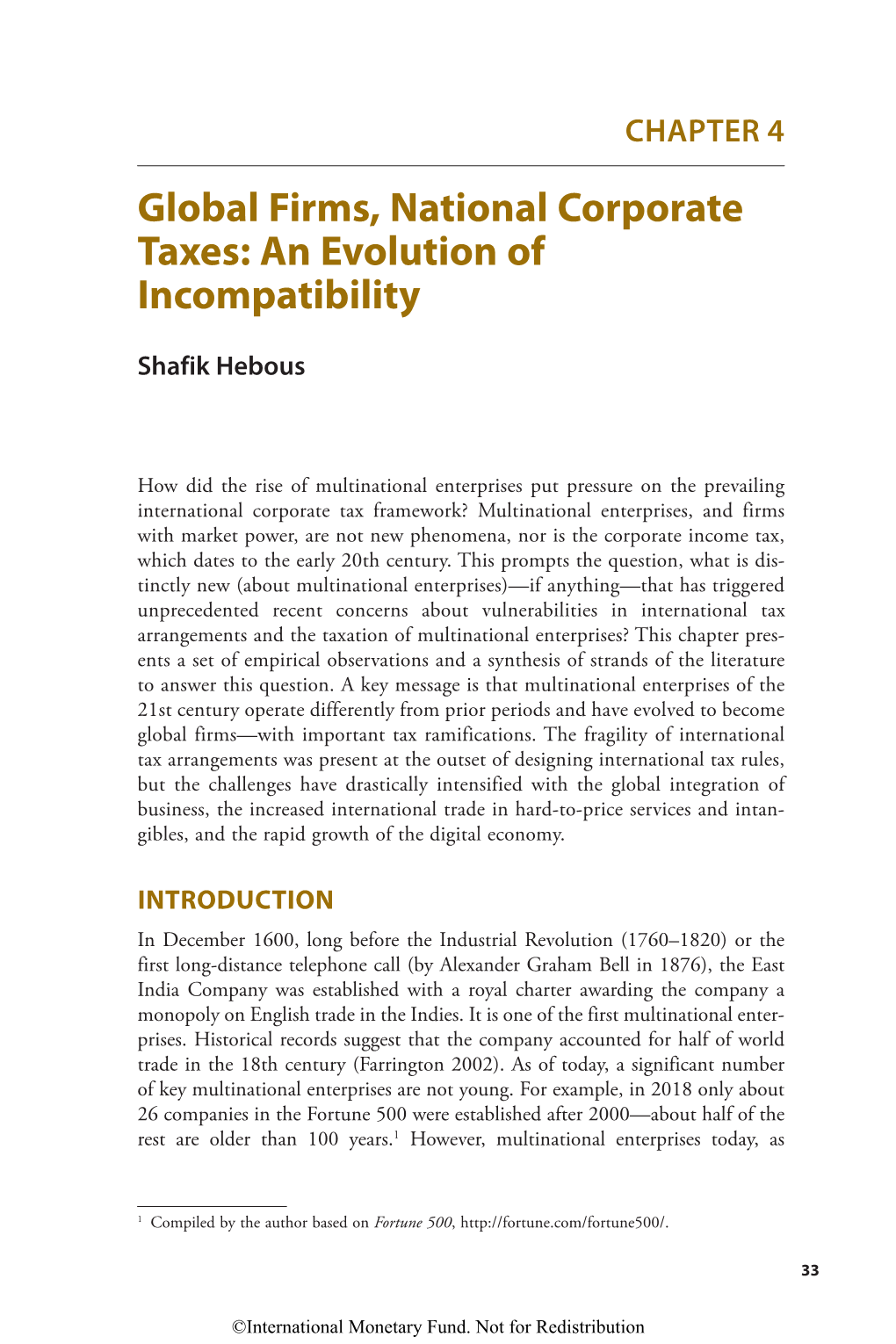 Global Firms, National Corporate Taxes: an Evolution of Incompatibility