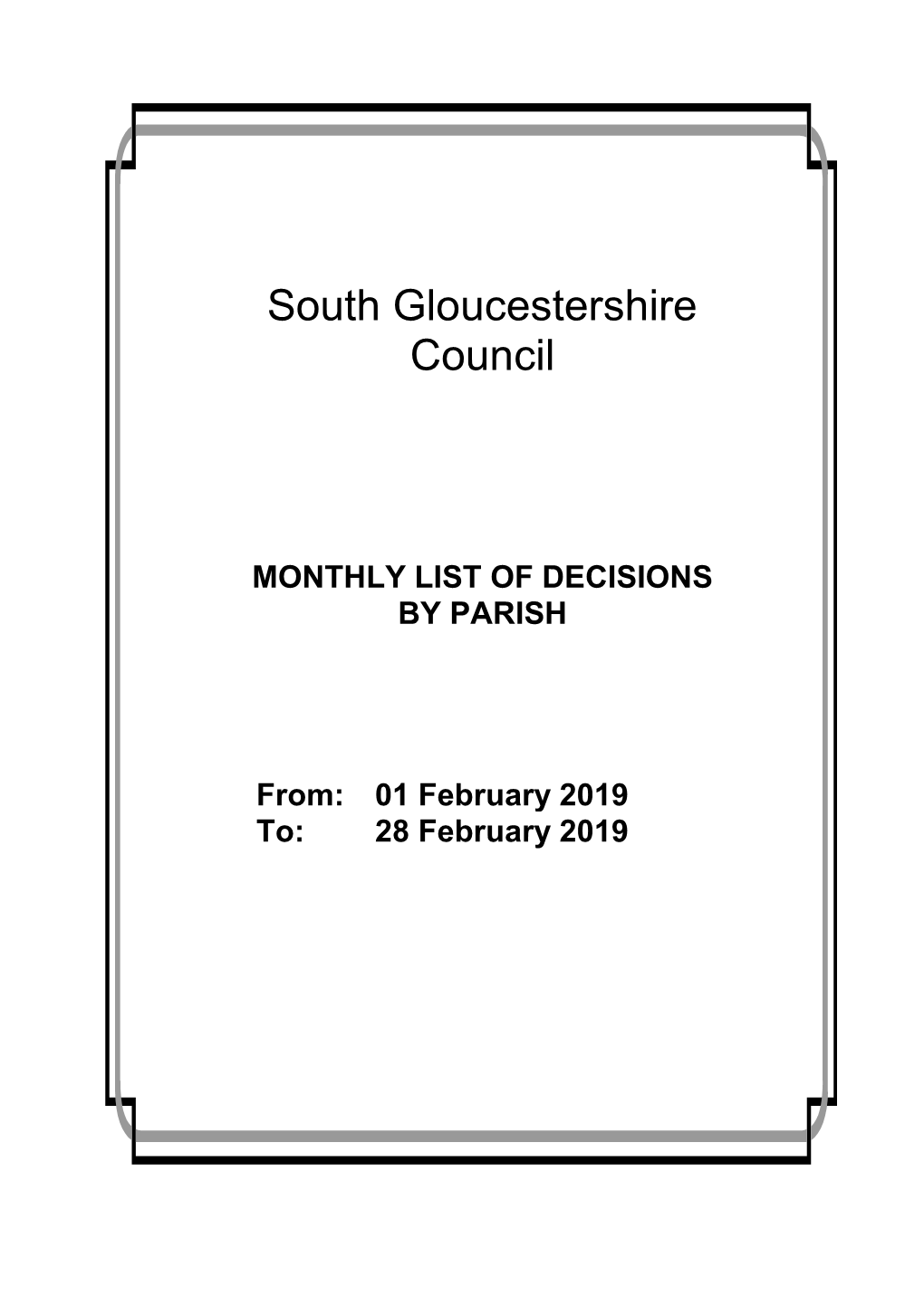 MONTHLY LIST of DECISIONS by PARISH From