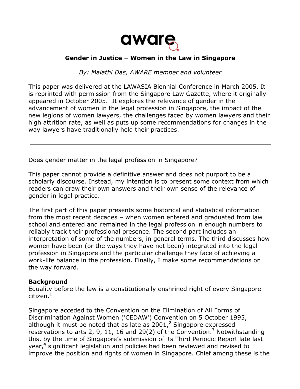 Gender in Justice – Women in the Law in Singapore By