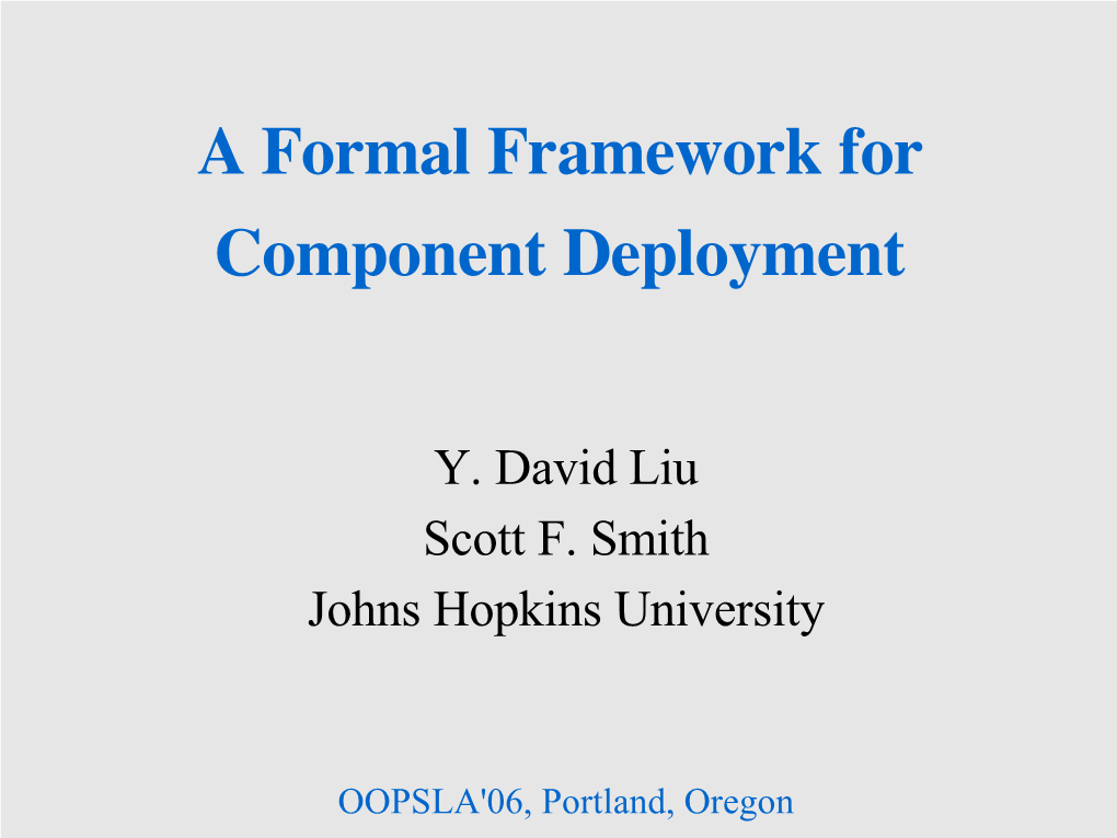 A Formal Framework for Component Deployment
