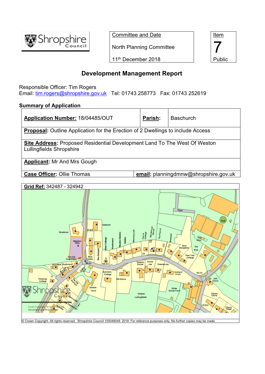 Agenda Item 7 – Weston Lullingfields