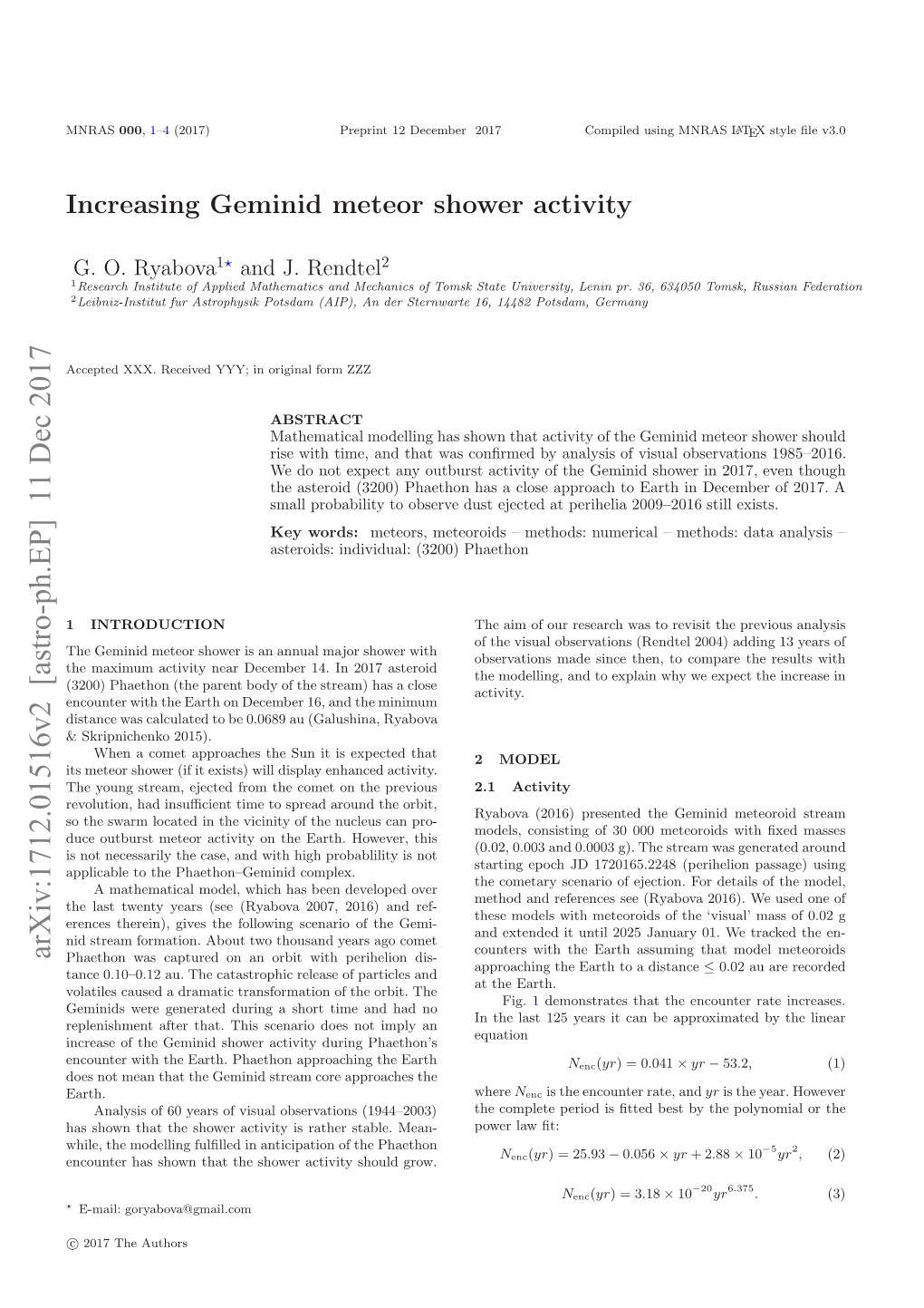 Increasing Geminid Meteor Shower Activity 3