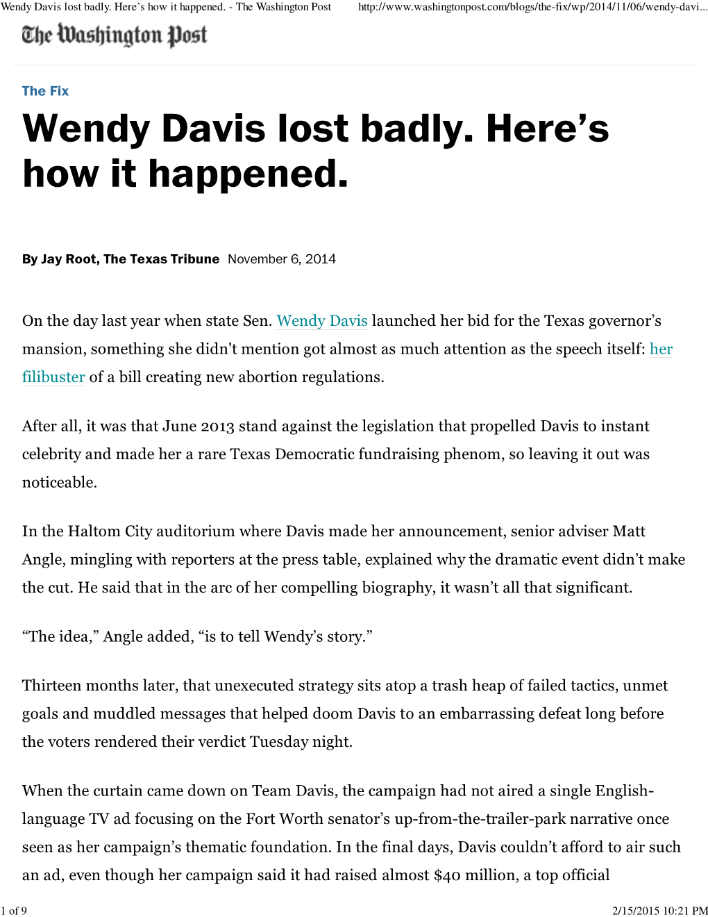 (Wendy Davis Lost Badly. Here\222S How It Happened
