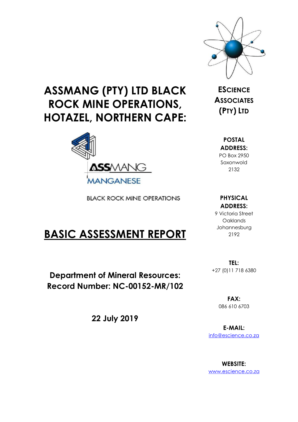 (Pty) Ltd Black Rock Mine Operations, Hotazel, Northern Cape