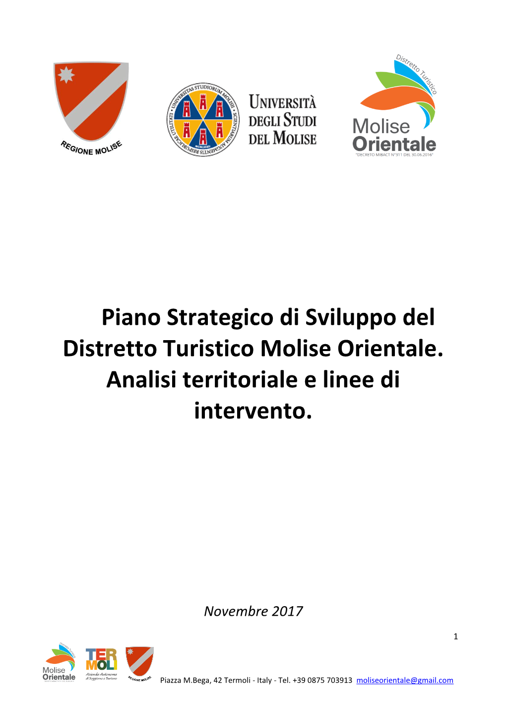 Piano Strategico Di Sviluppo Del Distretto Turistico Molise Orientale