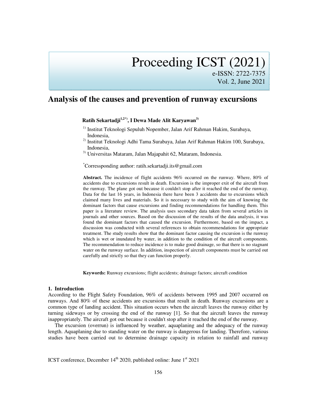 Proceeding ICST (2021) E-ISSN: 2722-7375 Vol