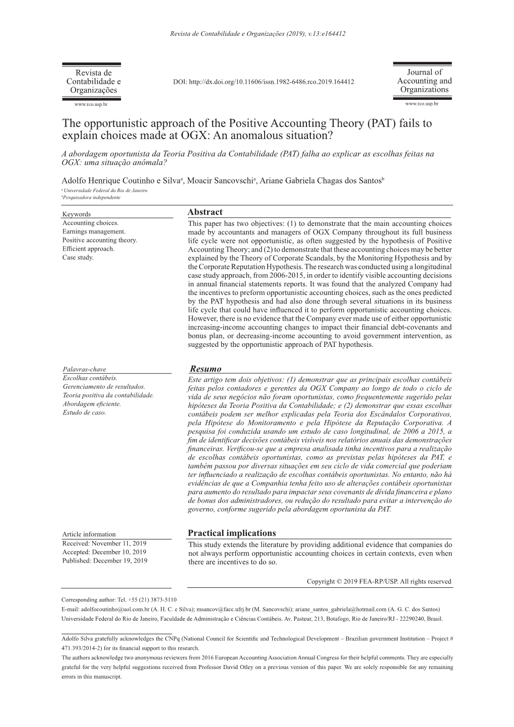 The Opportunistic Approach of the Positive Accounting Theory (PAT)