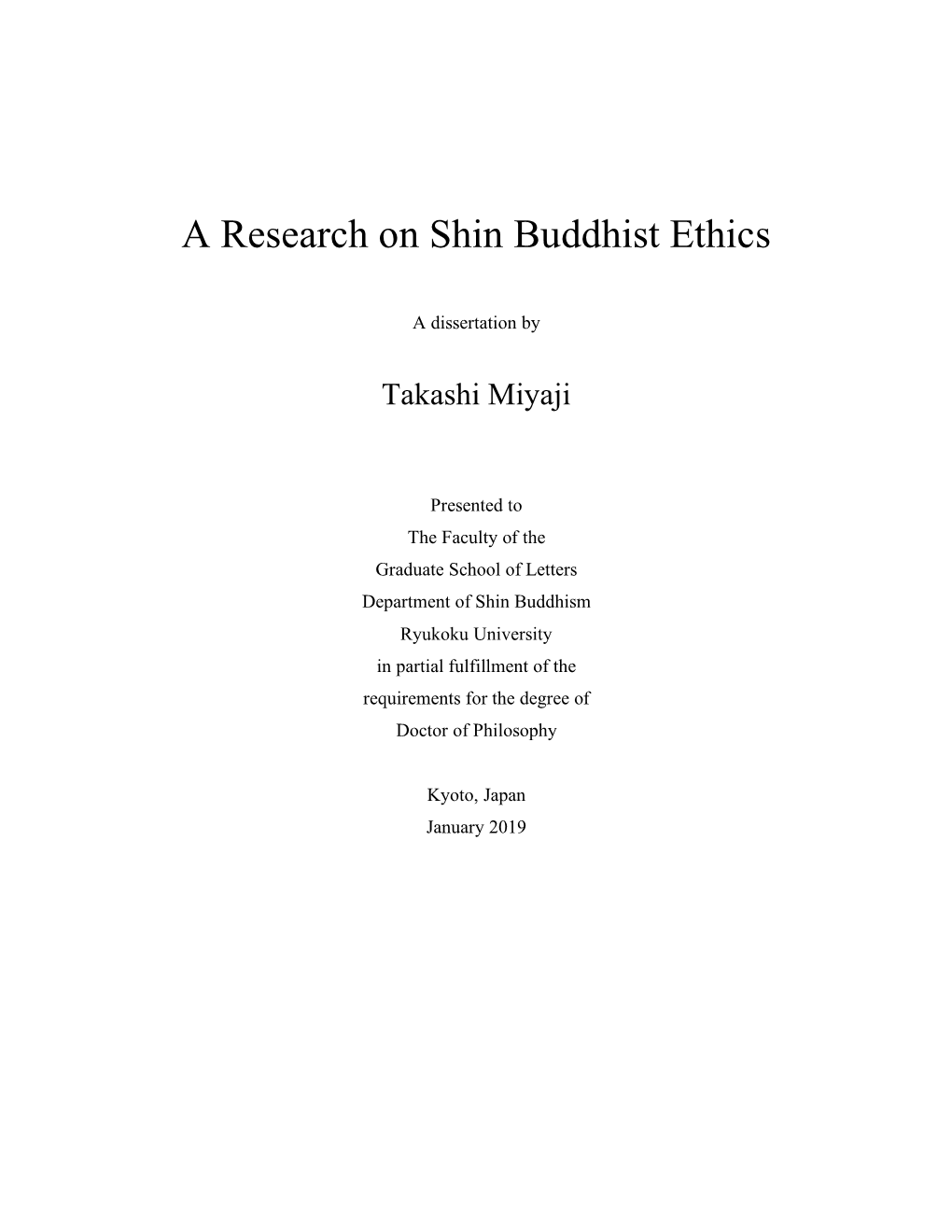 A Research on Shin Buddhist Ethics