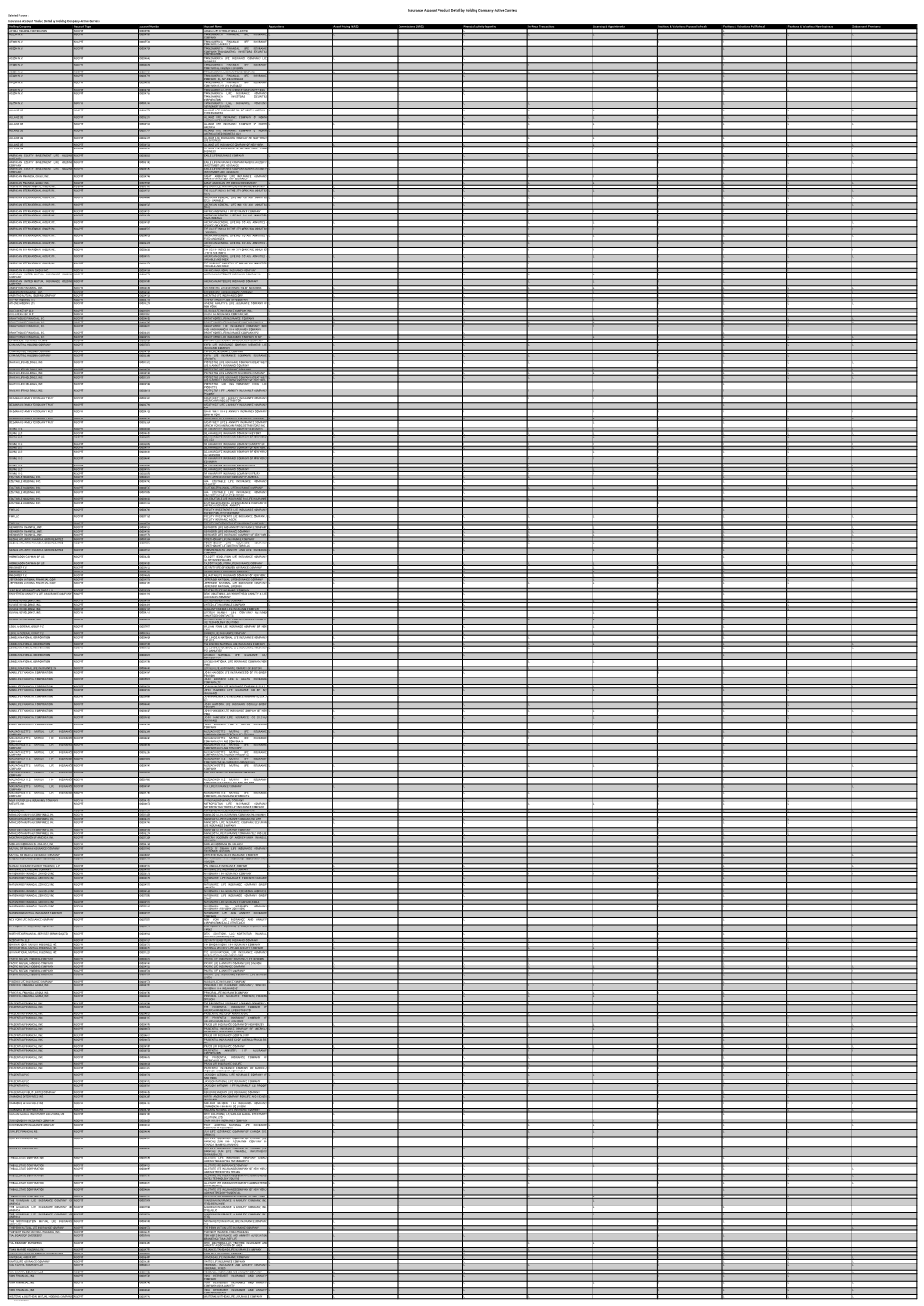 Insurance Account Product Detail by Holding Company-Active Carriers Selected Params : Insurance Account Product Detail by Holding Company-Active Carriers