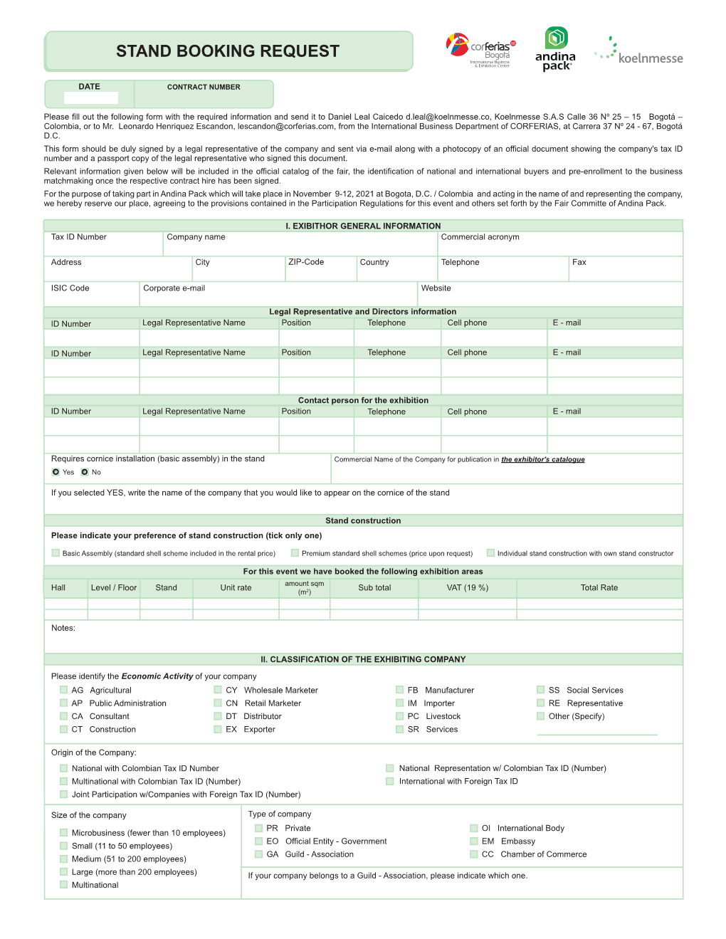 Stand Booking Request