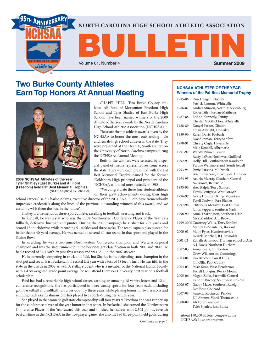 Two Burke County Athletes Earn Top Honors at Annual Meeting