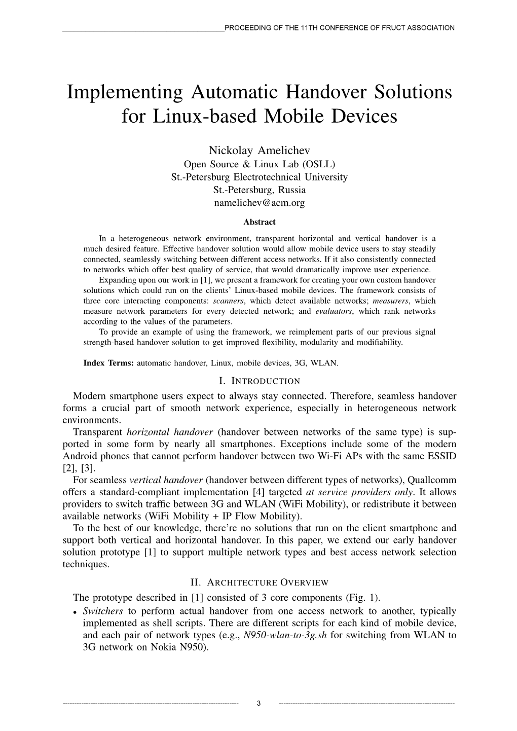 Implementing Automatic Handover Solutions for Linux-Based Mobile Devices