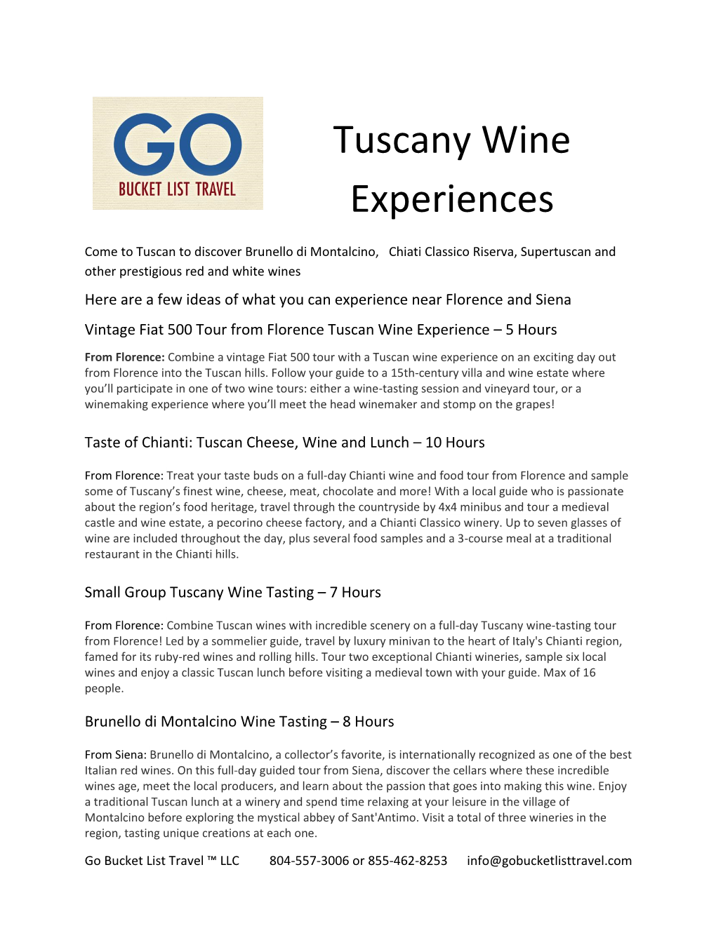 Tuscany Wine Experiences