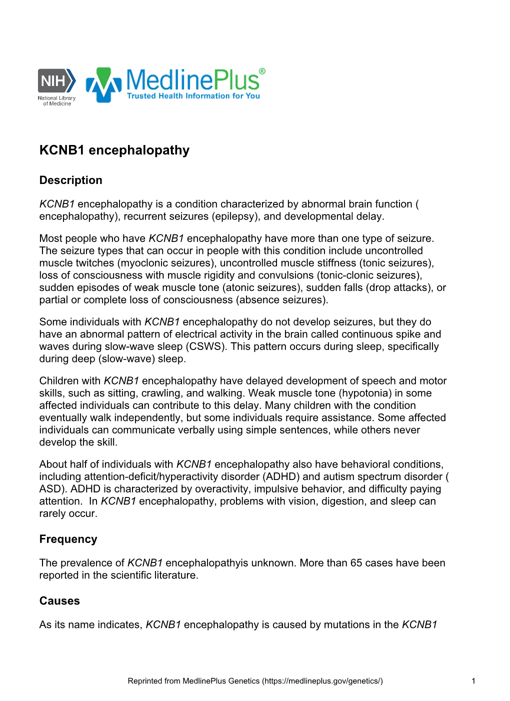 KCNB1 Encephalopathy