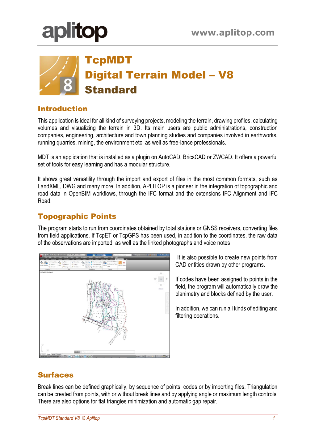 Tcpmdt Digital Terrain Model – V8 Standard