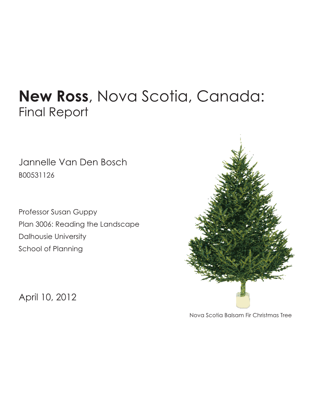 New Ross, Nova Scotia, Canada: Final Report