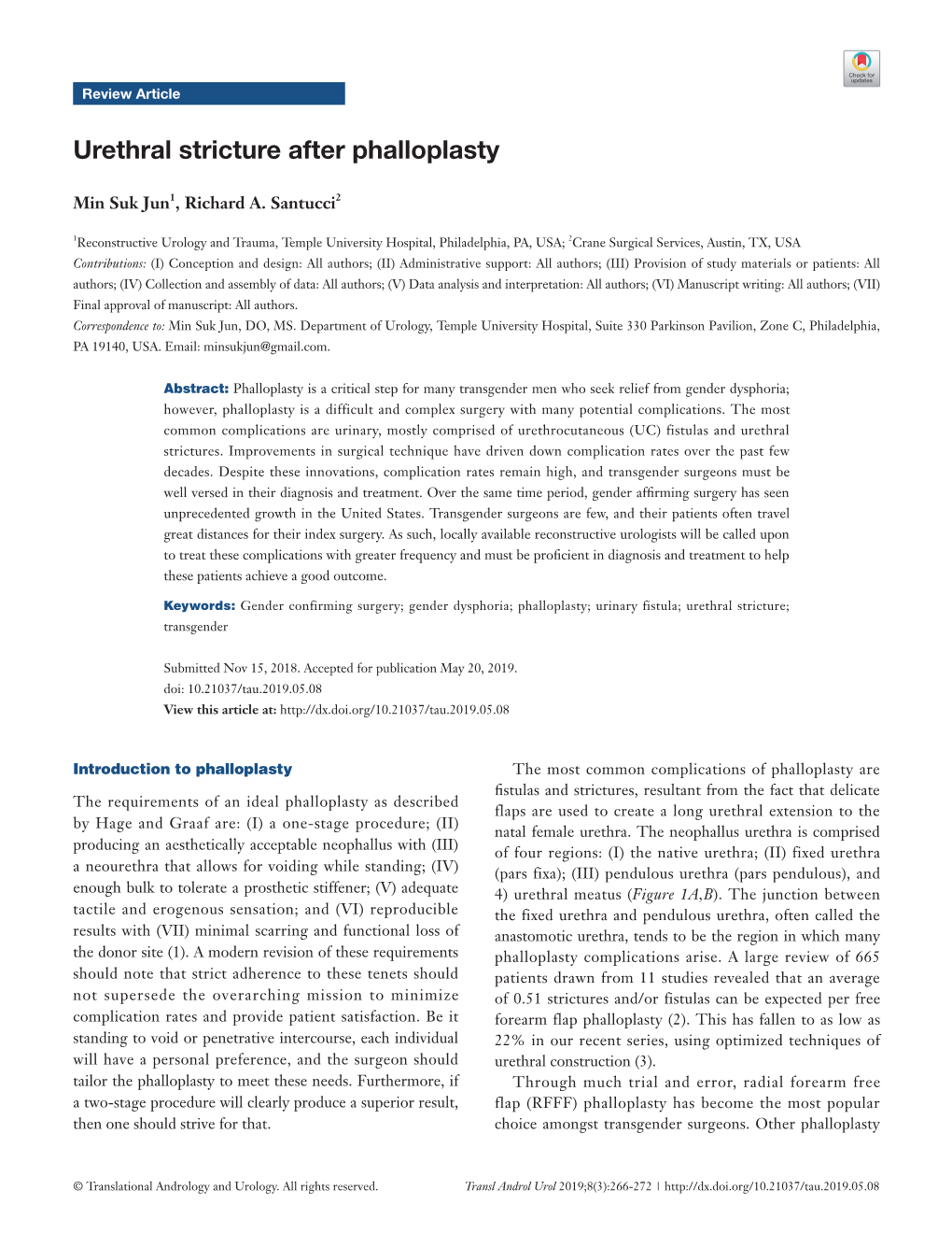 Urethral Stricture After Phalloplasty
