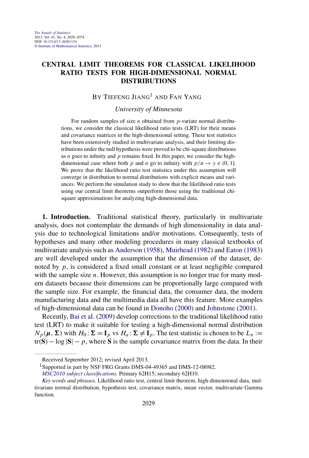 Central Limit Theorems for Classical Likelihood Ratio Tests for High-Dimensional Normal Distributions