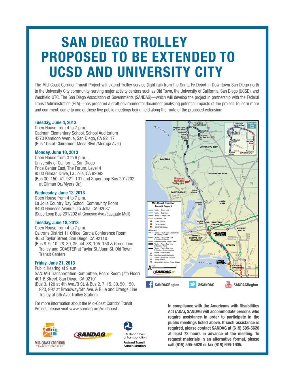 San Diego Trolley Proposed to Be Extended to Ucsd And