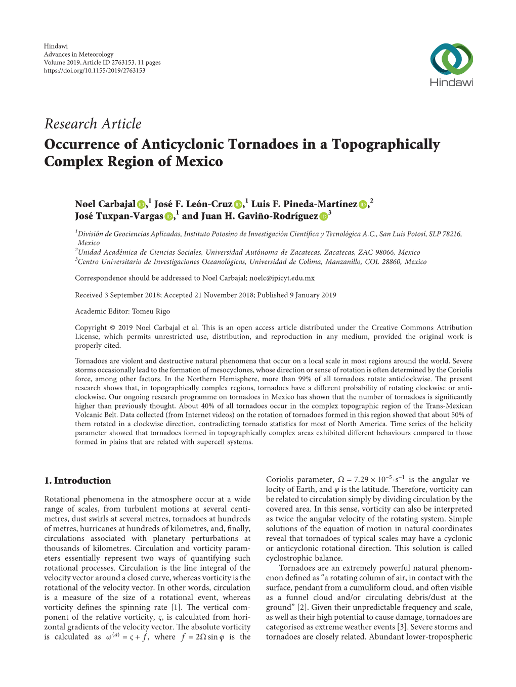 Occurrence of Anticyclonic Tornadoes in a Topographically Complex Region of Mexico