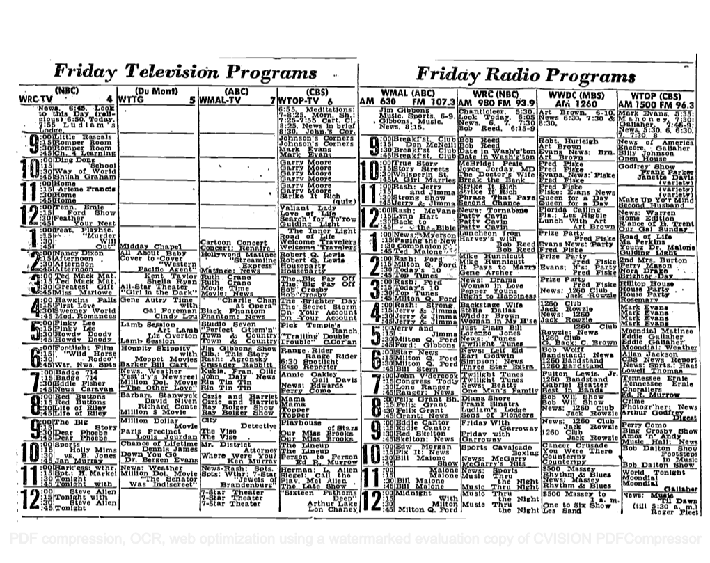 Friday Television Programs Friday Radio Programs