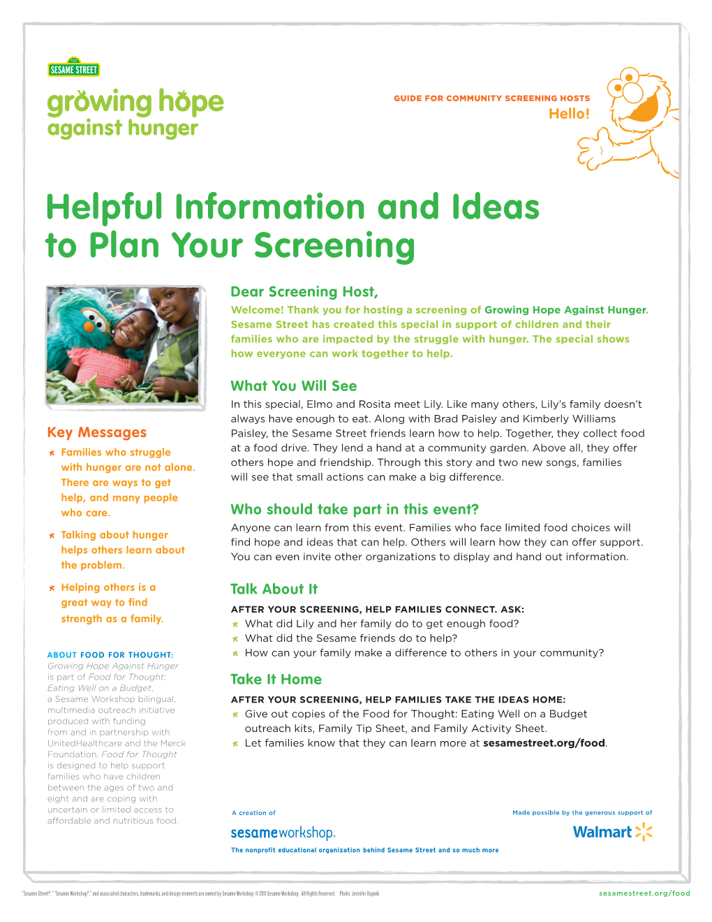 Helpful Information and Ideas to Plan Your Screening