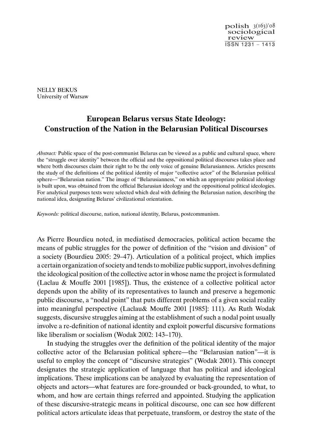 Construction of the Nation in the Belarusian Political Discourses