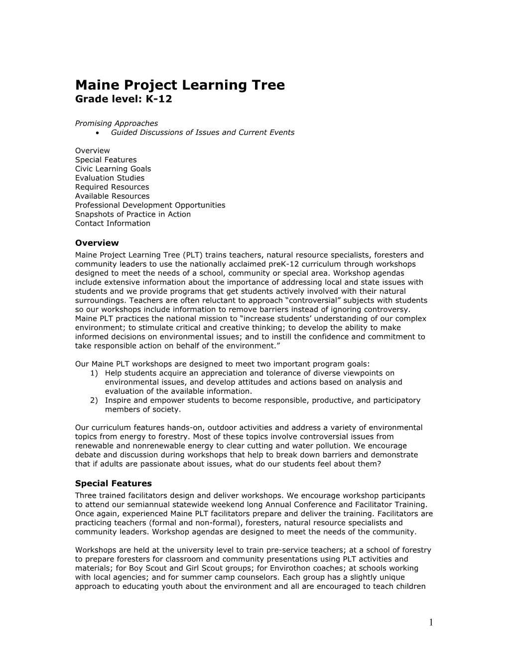 Maine Project Learning Tree