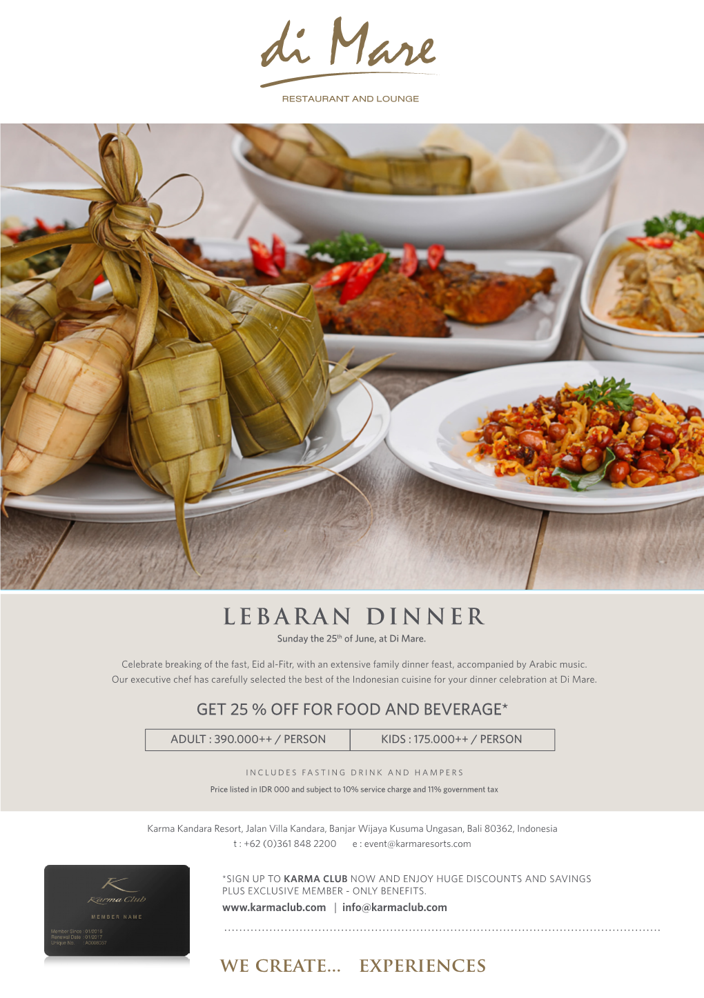 LEBARAN DINNER Sunday the 25Th of June, at Di Mare