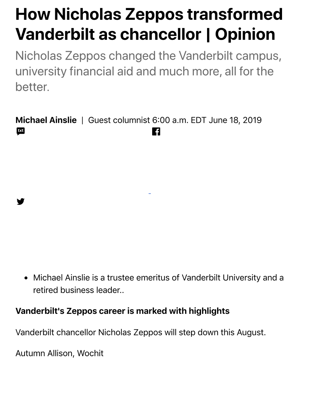 How Nicholas Zeppos Transformed Vanderbilt As