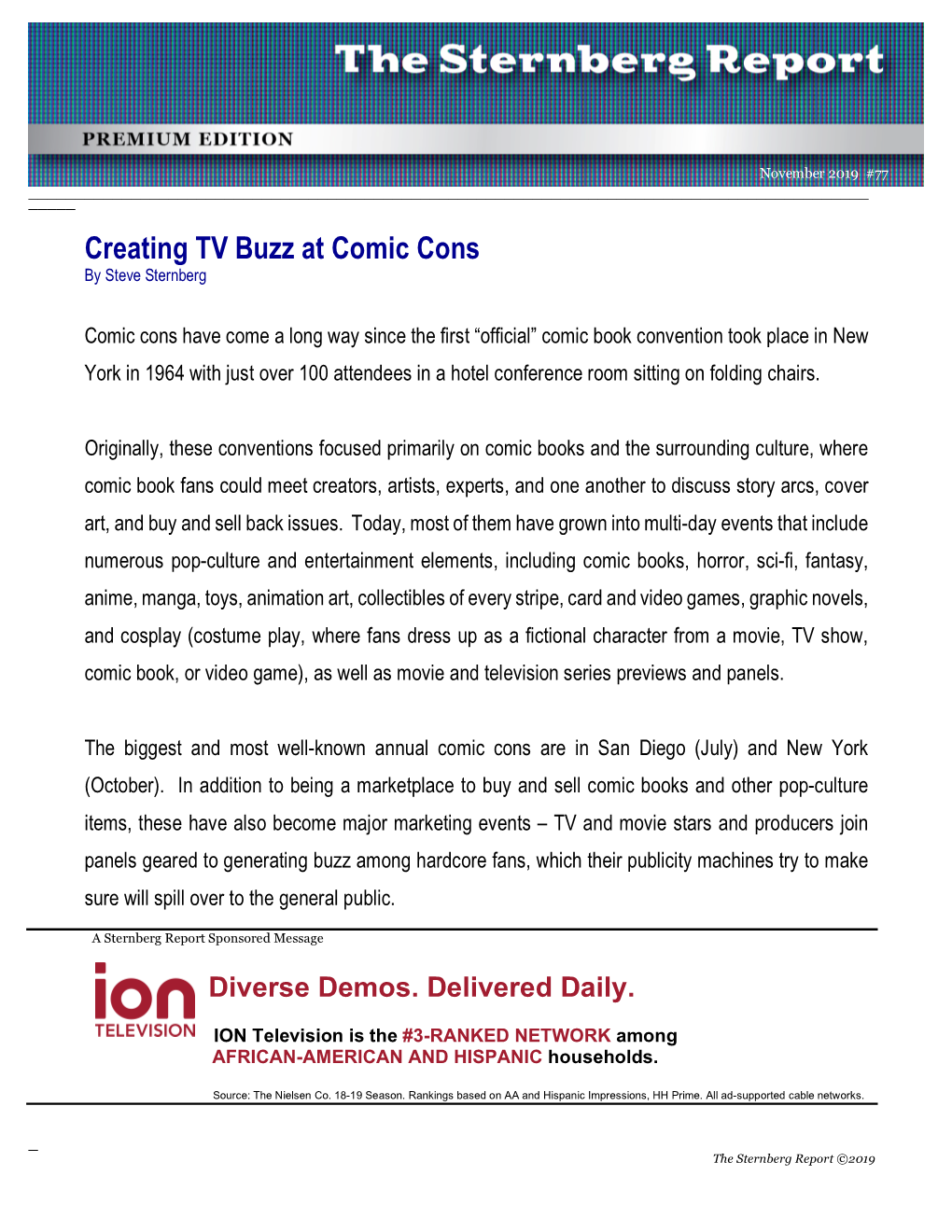 Creating TV Buzz at Comic Cons by Steve Sternberg