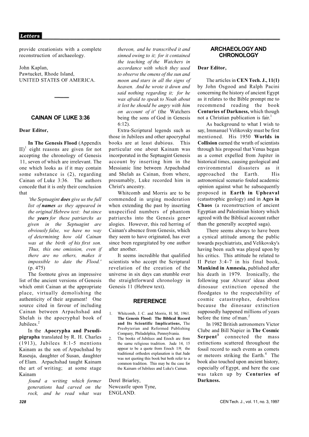 Cainan of Luke 3:36 Reference Archaeology and Chronology