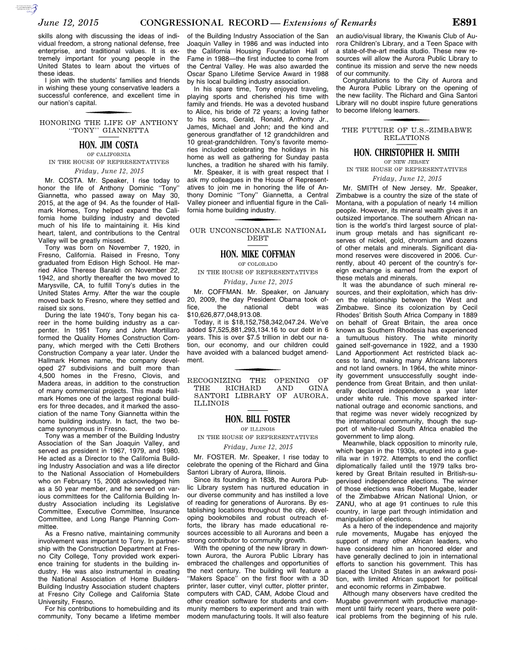 CONGRESSIONAL RECORD— Extensions of Remarks E891 HON