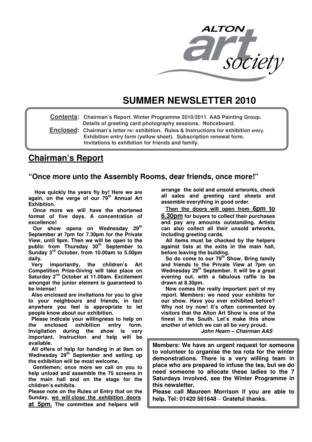 Summer Newsletter 2010