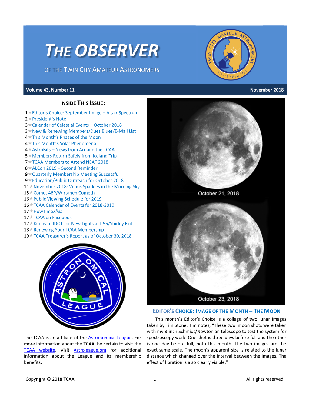 The Observer of the Twin City Amateur Astronomers