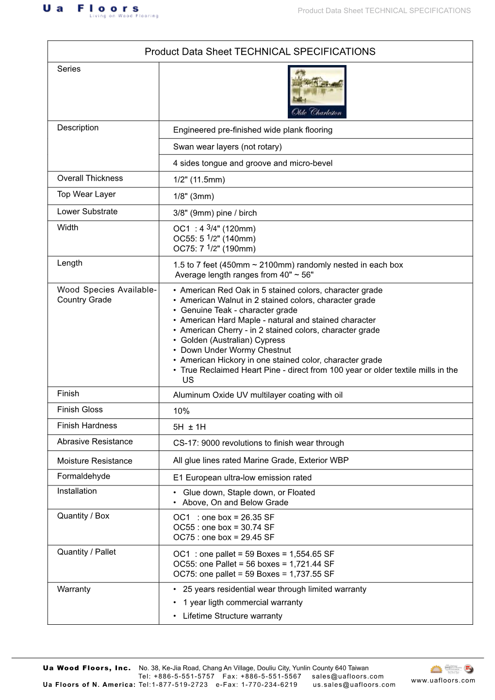 Product Data Sheet TECHNICAL SPECIFICATIONS