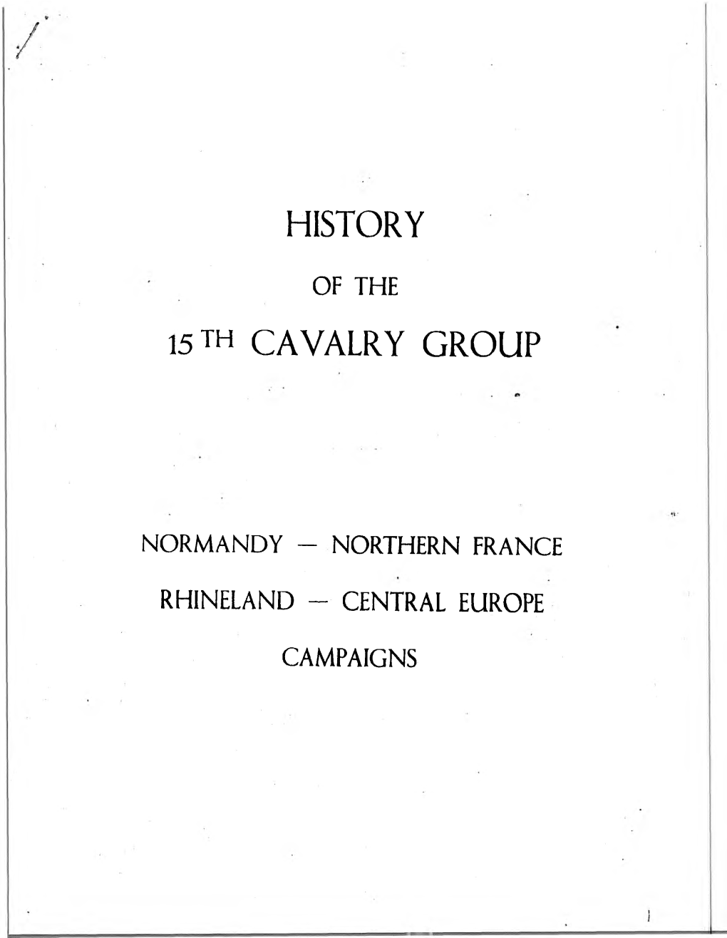 History 15Th Cavalry Group