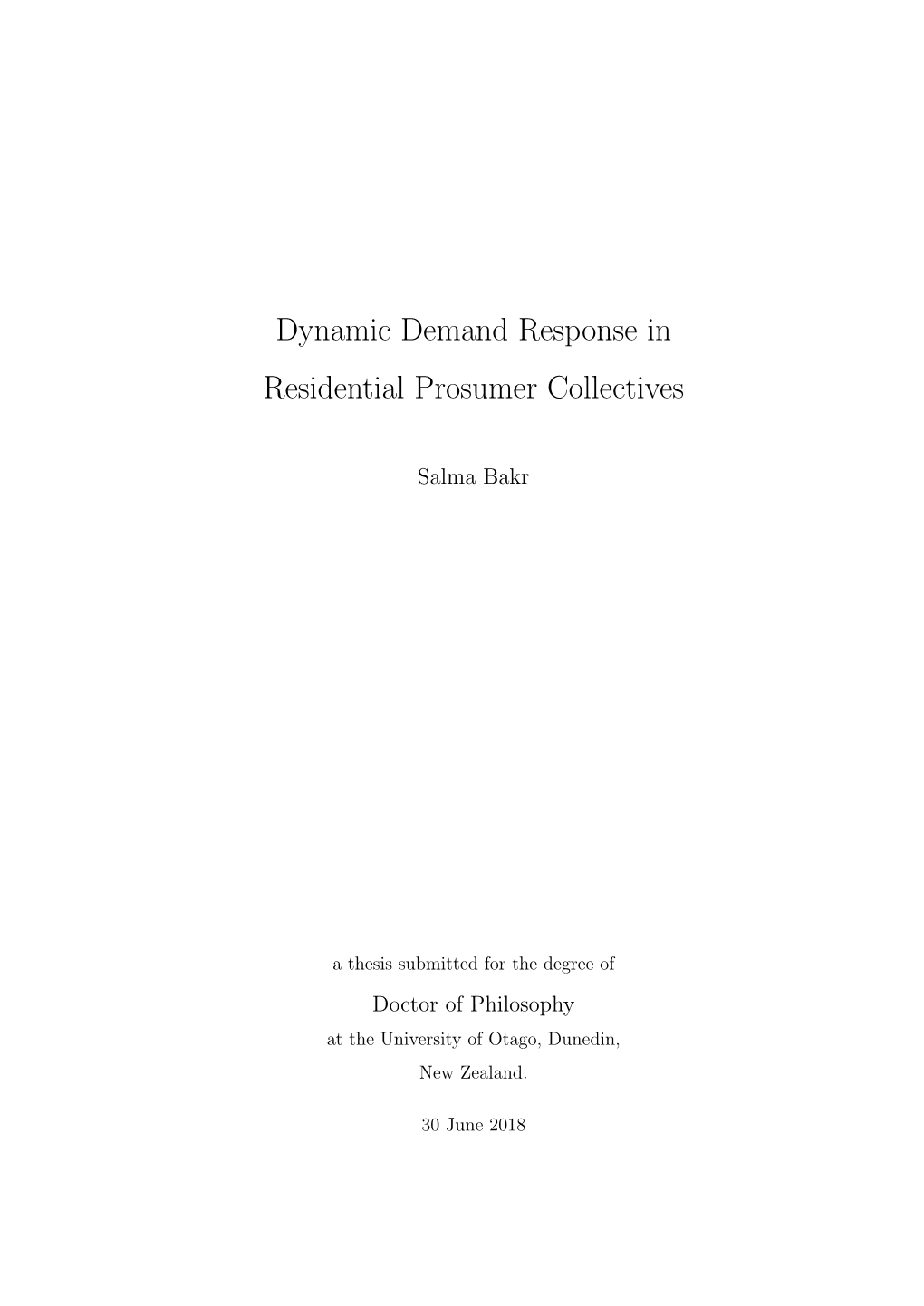 Dynamic Demand Response in Residential Prosumer Collectives