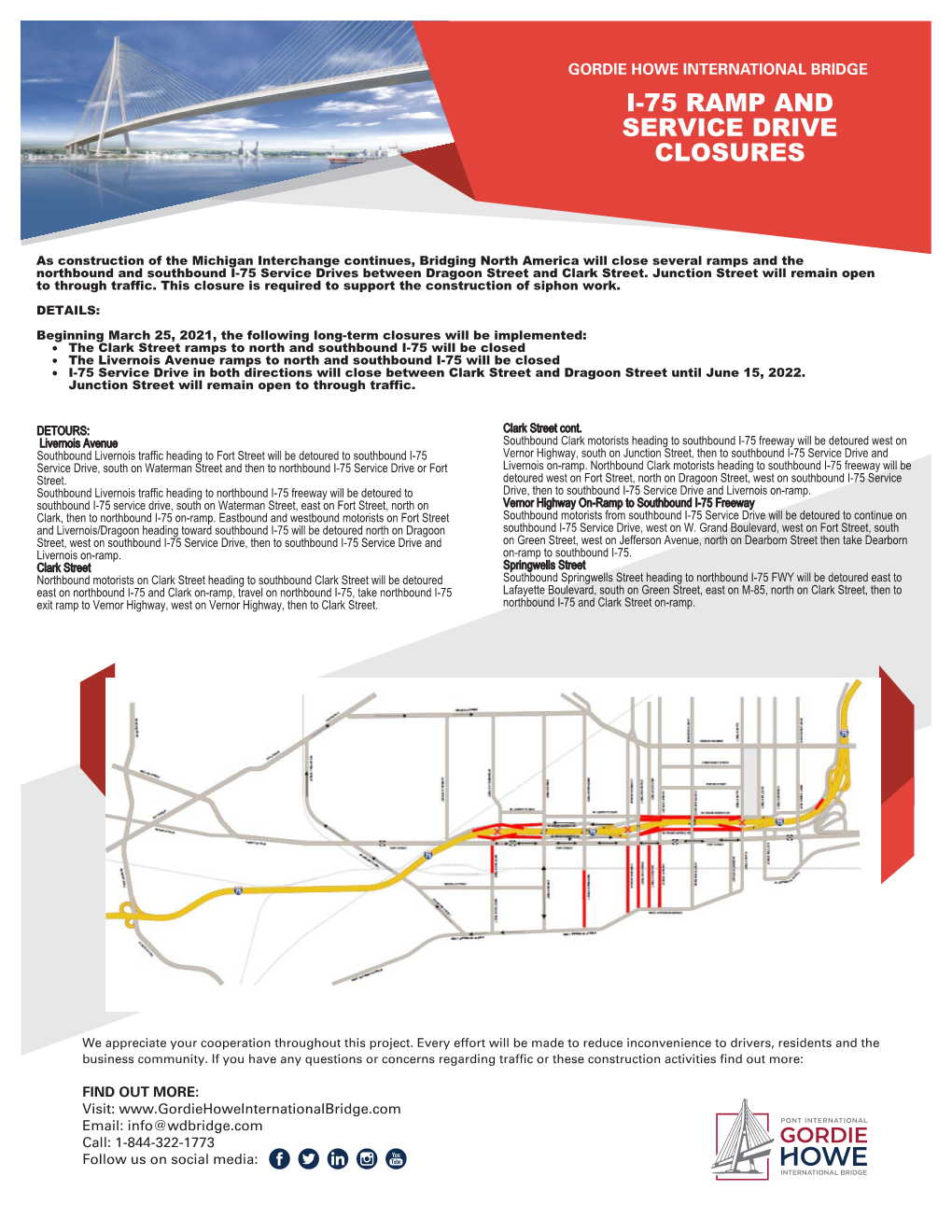 I-75 Ramp and Service Drive Closures