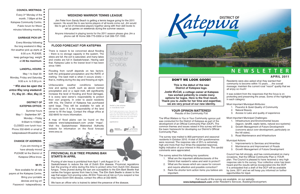 Flood Forecast for Katepwa Provincial Elm Tree Pruning
