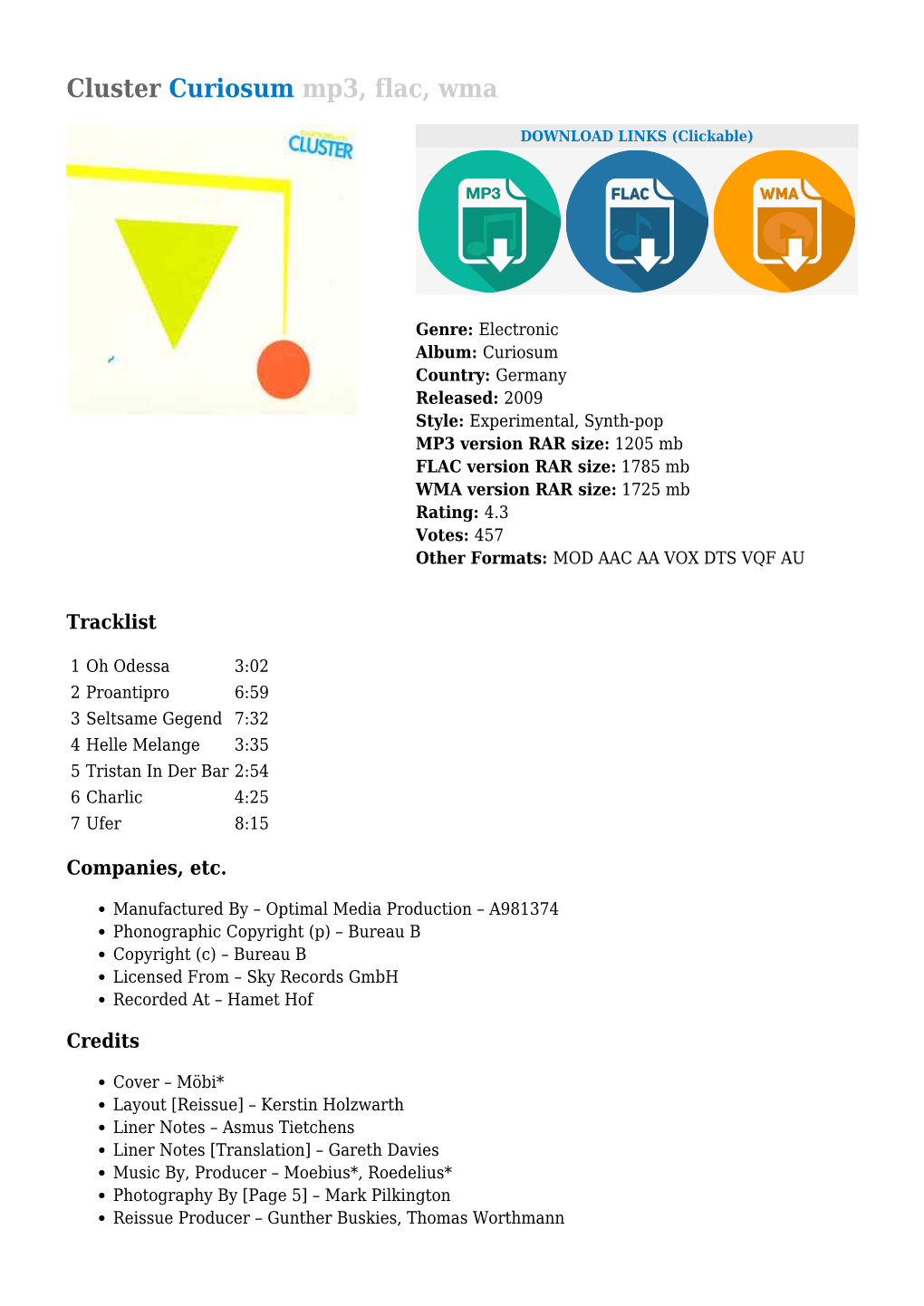 Cluster Curiosum Mp3, Flac, Wma