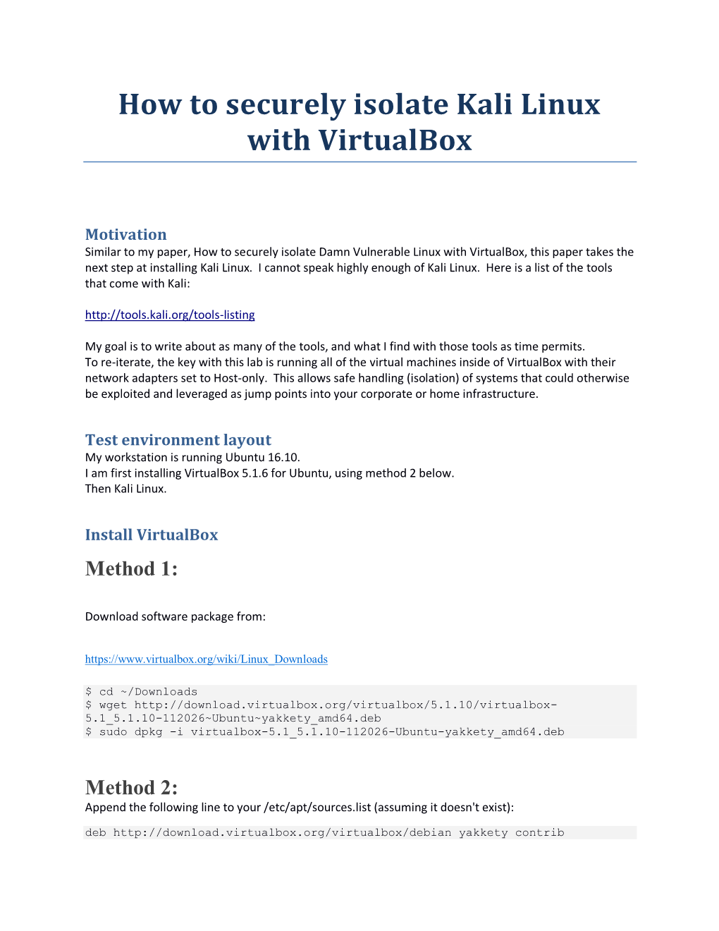 How to Securely Isolate Kali Linux with Virtualbox